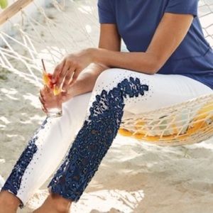 Soft Surroundings Parisa Embellished White Denim Jeans Size 24W NWT!